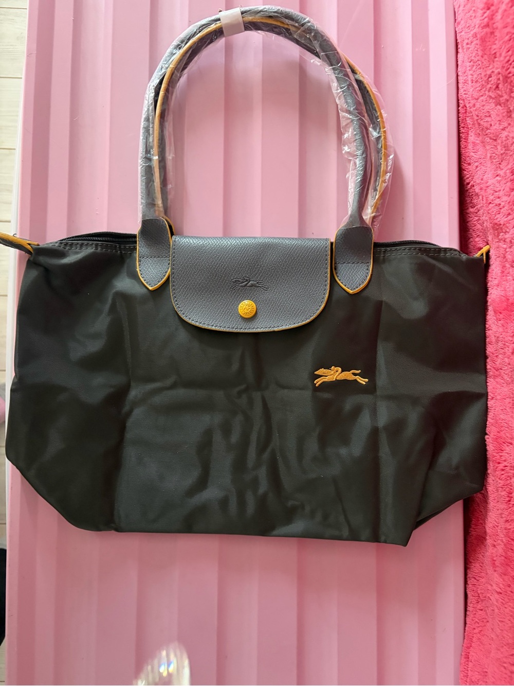 Black Tote Bag with Gold Accent - Women Bags As IS